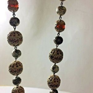 Filigree Necklace Gold & Silver Tone Beads L1019
